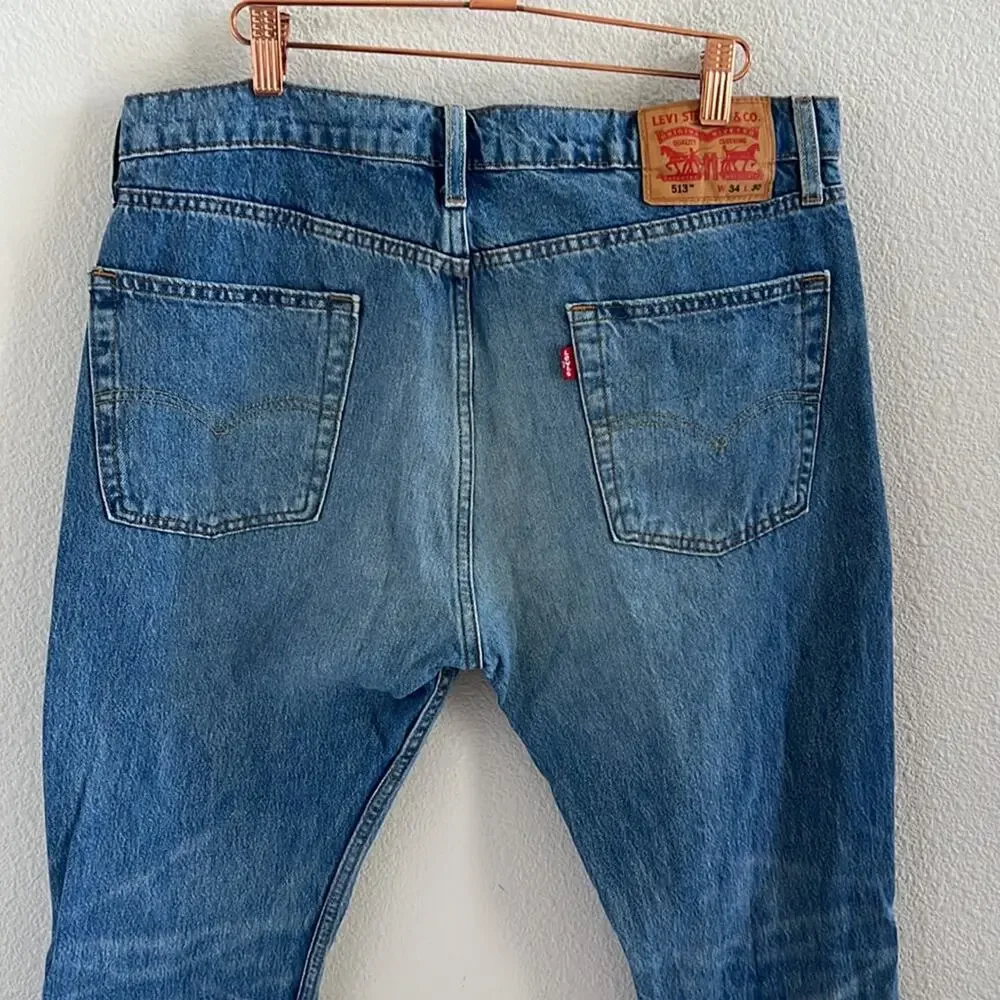 Levi's 513 Slim Straight Denim Jeans Distressed Men's 34 X 30